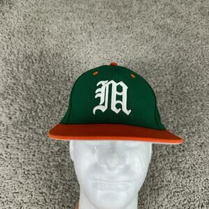 Miami Hurricanes Adidas Hat Mens 7 3/8 Green Orange Fitted Cap